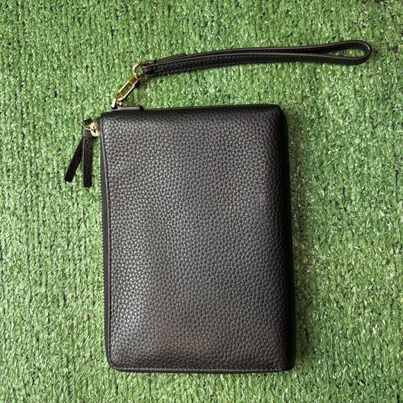 Tory Burch Thea Large Zip Pouch Black Wristlet Wallet Leather - Picture 6 of 6